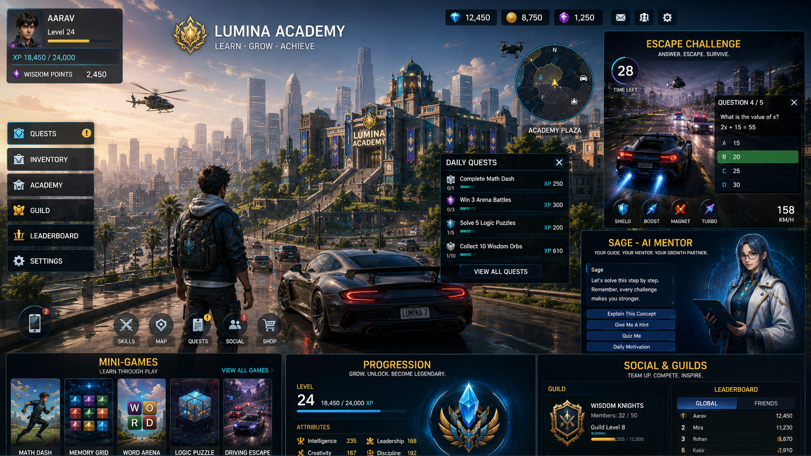 Lumina Academy gameplay — driving escape mission